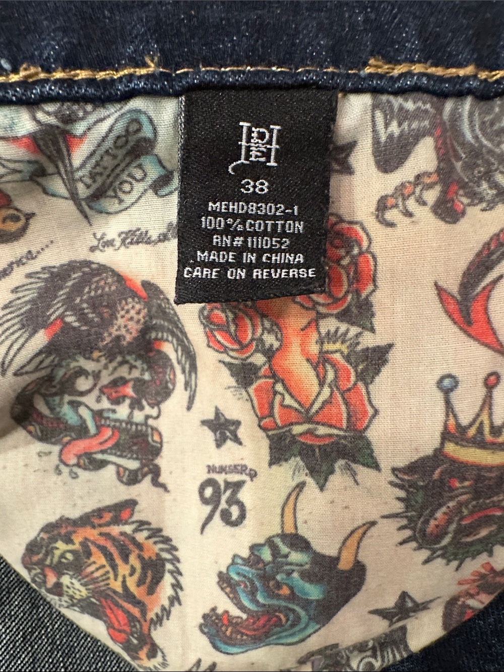 Ed Hardy TIGER Dark Blue Relaxed Straight Jeans - Picture 10 of 12